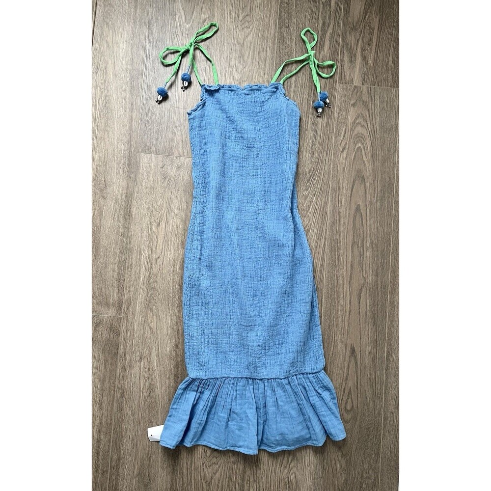 NWT Never Fully Dressed Smocked Blue Bodycon Dress Sz 6 Coastal Beach Vacation - Picture 7 of 11